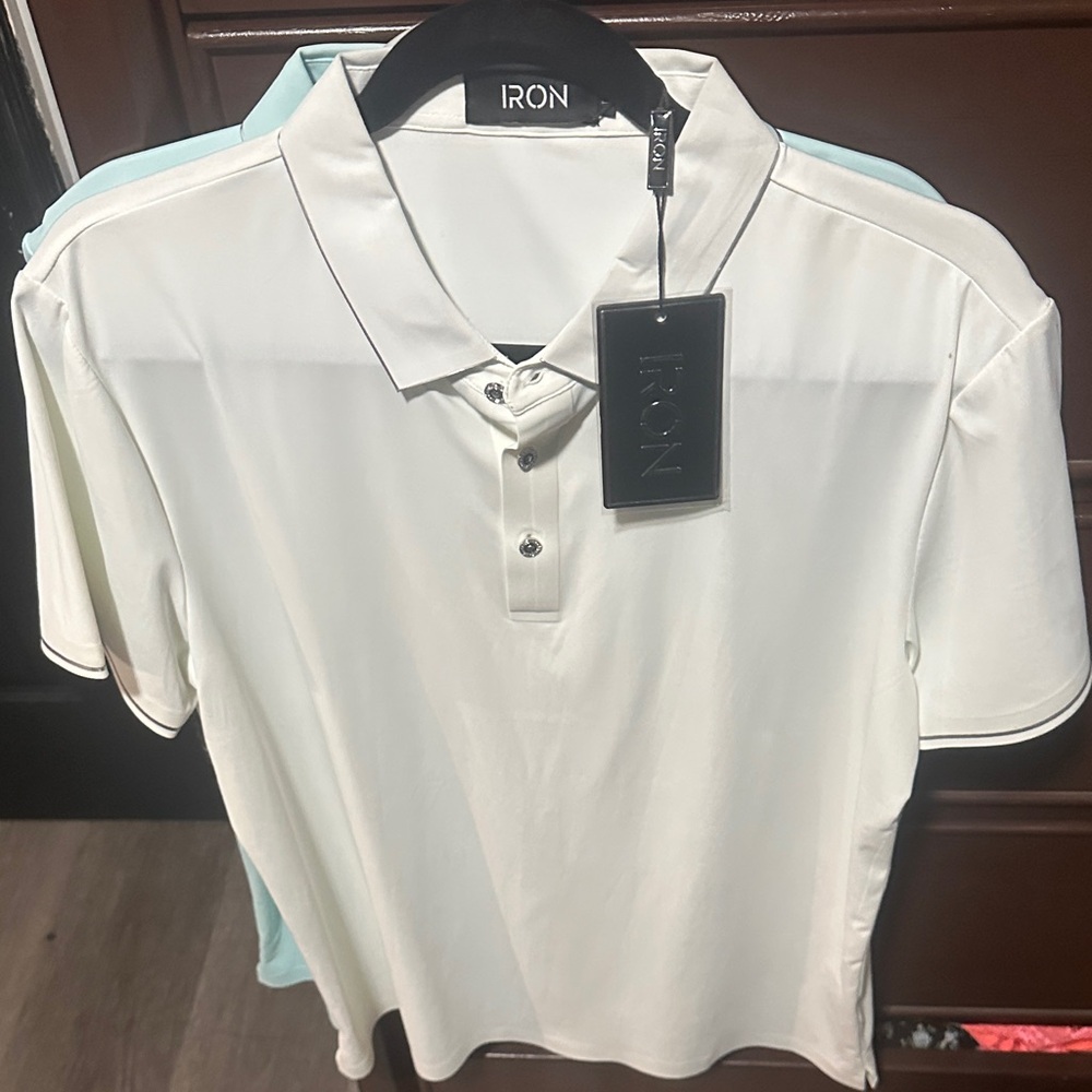 IRO Men's White Polo Shirt with Button Placket
